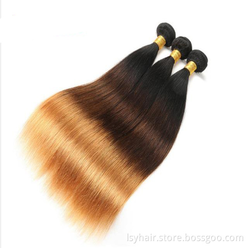 Brazilian Ombre Blonde Colored 3 Tones Peruvian Human Hair Weaves With Frontal, Brazilian Ombre Blonde Colored 3 Tones Hair